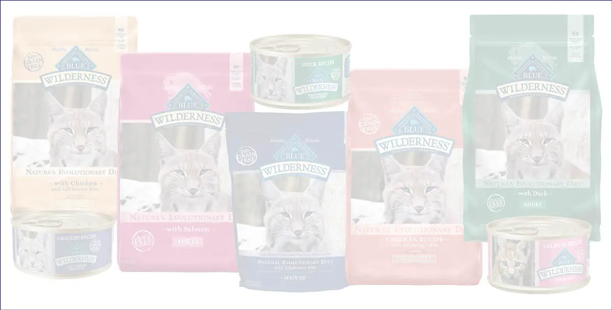 Blue Buffalo assorted cat food packets and cans